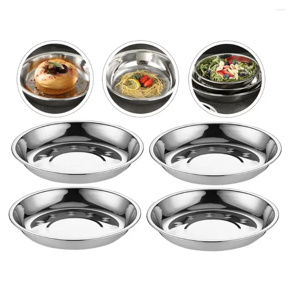 Conjuntos de louça 6 pcs lanche placa de aço inoxidável disco banquete mesa de café bandeja redonda placas de metal para comer premium