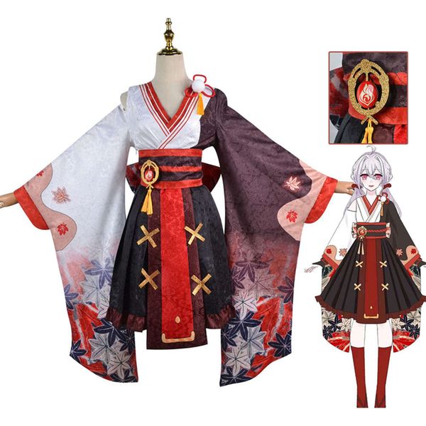 Genshin Impact Kaedehara Kazuha Costume Cosplay Genshin Kazuha Cosplay Femminile Lolita Ragazza Kimono Dress Suitscosplay