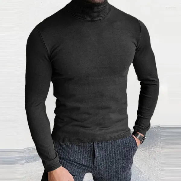 Maglioni da uomo 2023 Autunno Inverno Maglia Basic Top Uomo Casual Colore puro All-match lavorato a maglia elasticizzato a maniche lunghe maglione a collo alto