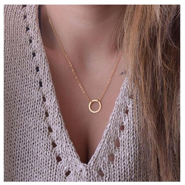 Collana con pendenti circolari Collana Eternity Karma Infinity Gioielli minimalisti in oro Collana Dainty Forever Circle Gif225E