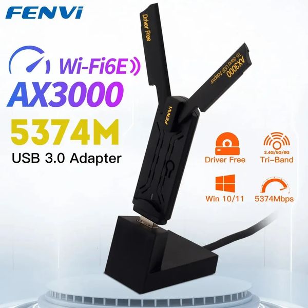 Localizadores de wi-fi fenvi 6e ax3000 adaptador usb 30 3000mbps triband 24g5g6ghz placa de rede sem fio wifi6 dongle driver grátis win1011 231018