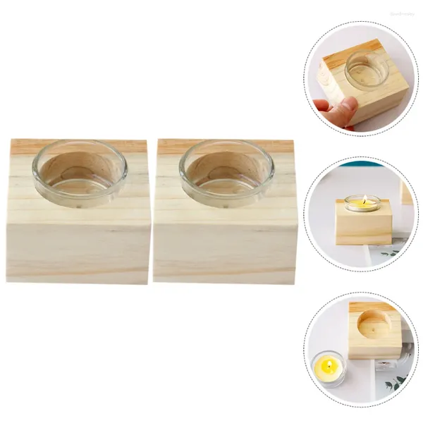 Portacandele 2 pezzi Tea Light decorativo per finestra San Valentino Decorazione per la tavola di nozze Candele uniche in legno nordico