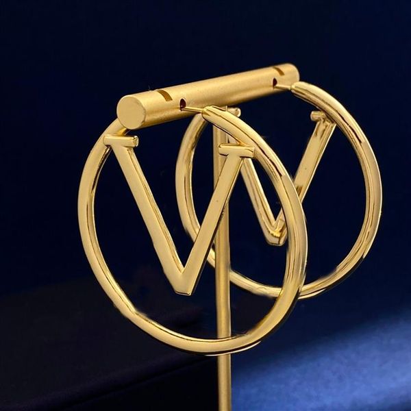 Tasarımcı Gold Hoops Küpeler Lüks Takı Büyük Çember Yüzükler Bayanlar Küpe Küpeli Küpe Küpeli Küpe Kulak Saplamaları 5cm Ohrring246d