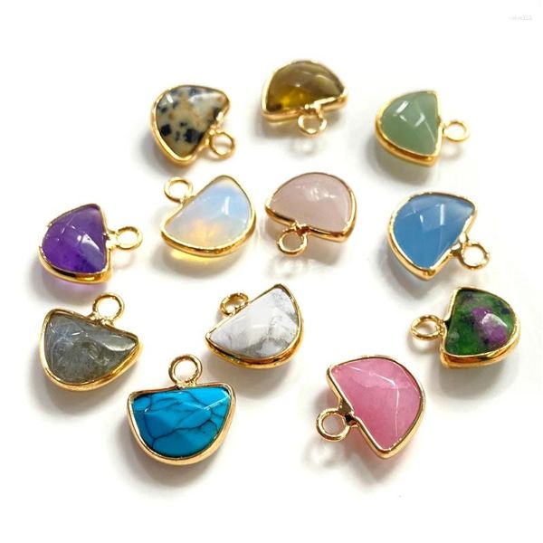 Anhänger Halsketten 5 stücke Mehrfarbige Stein Halb Runde Natürliche Quarze Opal Howlith Charme Einfache Mini Schmuck Machen Armband Ohrring DIY geschenk