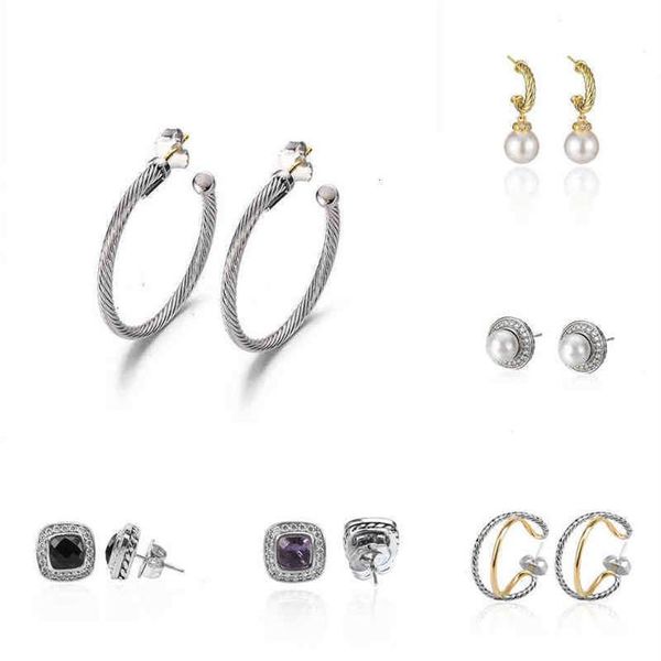 Brincos de ouro e pérola anel de orelha designer jóias das mulheres ed thread brinco feminino ouro branco prata moda versátil banhado n227b