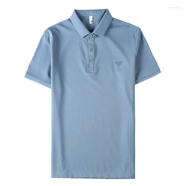 Erkek Polos Yaz Lüks Kısa Kollu Polo Gömlek Erkekler 2023 Basit İş Formal Giyim Satır Renkli Male Slim Fit Rahat Tees Yüksek Kalite