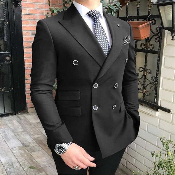 Blazer grigio da uomo con risvolto a lancia doppio petto Abito da uomo in due pezzi con pantaloni Giacca formale argento per smoking da sposo da sposa X0268s