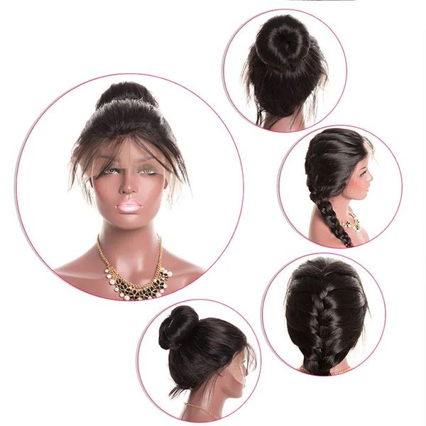 Шелковистые прямые карамельные человеческие волосы Реми Малайзия, плотность 250, плотность 360, парики спереди с челкой для чернокожих женщин