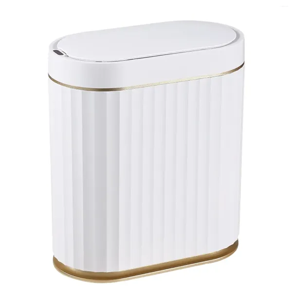 Conjunto acessório de banho ELPHECO Lixeira de banheiro com tampa Lixo automático 2 galões Slim Smart Small Plastic Bin