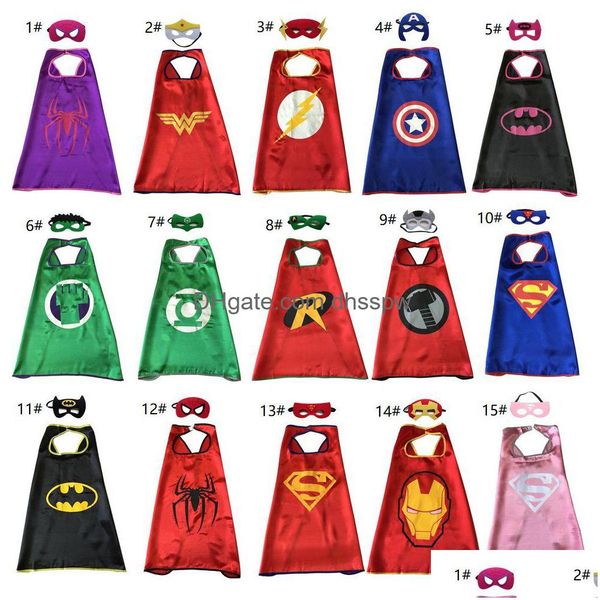 15 Disegni One-Layer Halloween Christmas Superhero Cape Costumi per bambini Bambini Film Cartoon Cosplay Festa di compleanno Dress Up Dr