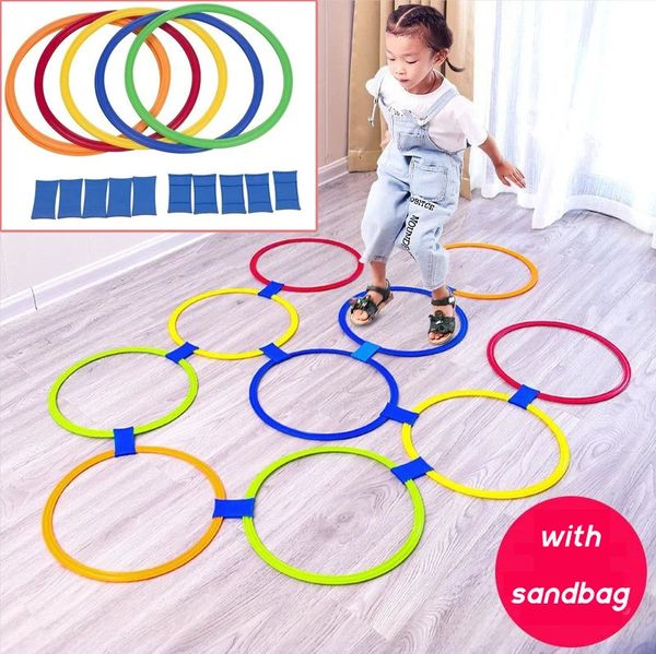 Andere Spielzeuge 2838 cm Sensorisches Indoor Outdoor Hopscotch Jump Circle Ringe Set für Kinder Kinder Denkspiele Sport Unterhaltung 231017