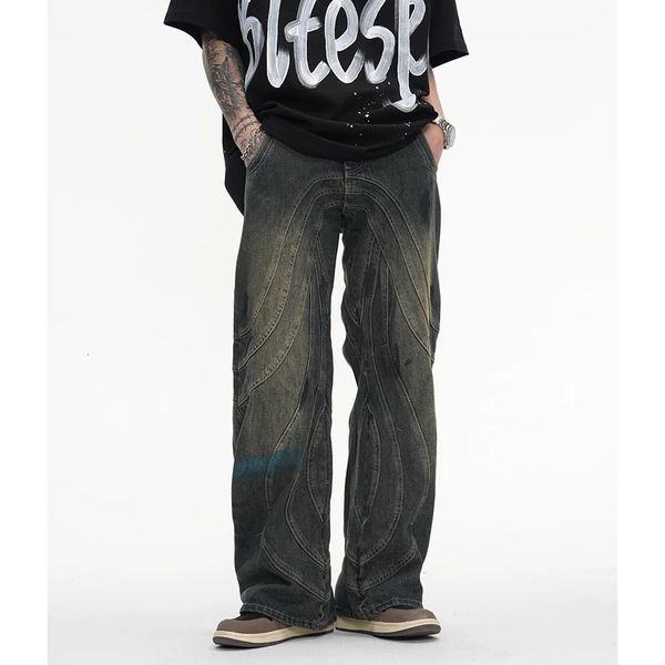 Мужские толстовки, толстовки, винтажные Y2K, прямые брюки-клеш в полоску с рисунком в виде круга, уличная одежда Harajuku, повседневные мешковатые джинсы, джинсовые брюки большого размера 231018