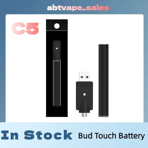 Shenzhen Vape Battery C5 Bud Touch Battery 10,5 mm Pulsante Auto Vape O Pen 345Mah per 510 cartucce con luce indicatore inferiore in stock Ship veloce in 4 giorni