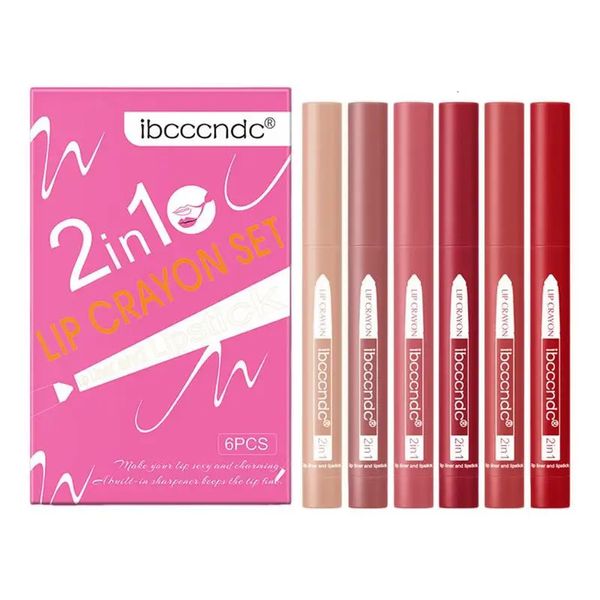 Rossetto Trucco Matita labbra Matita labbra cremosa Penna rossetto Longwear Temperamatite incorporato Matita labbra vellutata nuda Set regalo trucco 231017