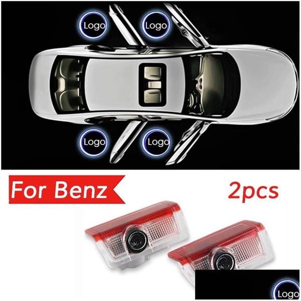 Luce per portiera auto a LED per Benz Classe E W212 M W166 Ml Proiettore laser Emblema Lampada ombra fantasma Accessori Luci Consegna goccia di benvenuto Dhmjr