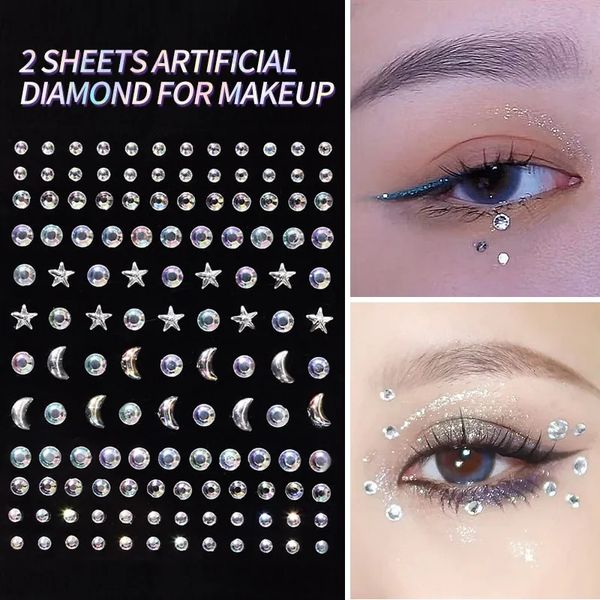 5PC Tatuagens Temporárias 2 Folhas Artificial Diamante Glitter Tatoo Adesivo para Maquiagem Mulheres Sombra Rosto Strass Jóias Olhos Cristal 231018