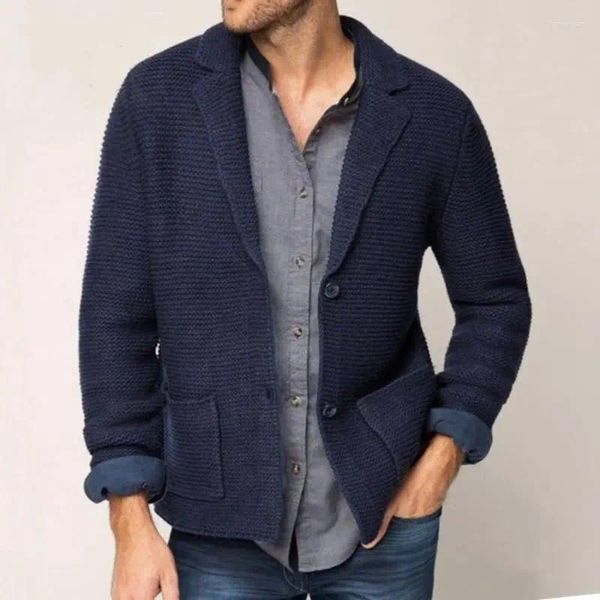 Suéter Masculino Outono E Inverno De Malha Pequeno Terno Com Lapela Manga Longa Suéter Cardigan Casaco Homem