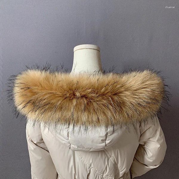 Eşarplar Kış için Kadın Sahte Kürk Yaka Kış Parka Palto Dekorasyonu DIY sahte rakun lüks
