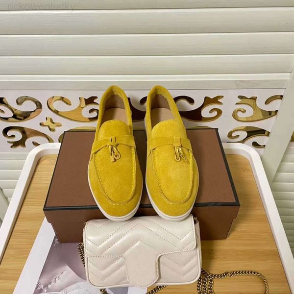 Loro Piano Shoes Fashion Casual Shouse Женщины мужчинам замши дизайнерские дизайнеры классическая пряжка вокруг пальцы на каблуке с резиновой платформой комфорт четыре сезона