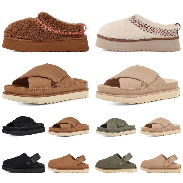 Tasarımcı Goldenstar tıkanma Tasman Terlik Botları Boston Clogs Golden Star Beach Sandal Çapraz Slaytlar Kadınlar Erkekler Tazz Sonbahar Hardal Tohum Kestane