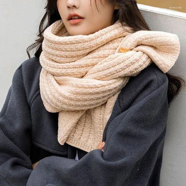 Sciarpe Sciarpa lavorata a maglia autunno inverno per donna uomo Moda tinta unita addensare caldo studente fazzoletto da collo antivento lungo all'aperto