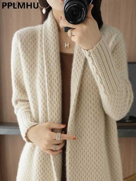 Kadın Sweaters Sonbahar Kış Kalın Uzun Sweater Hırka Palto Kadınlar Sıradan Gevşek Örgü Gilet Ceketleri Büyük Boyut 4xl Malhas Casaco Sıcak Sueter Topsl231018