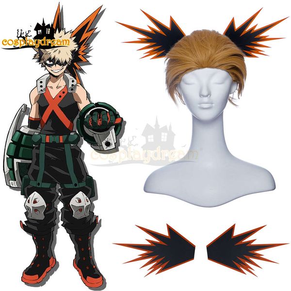 2 pezzi Bakugou Katsuki Copricapo Forcine Anime My Hero Academia Accessori per capelli Clip per capelli per accessori Cosplay Copricapo