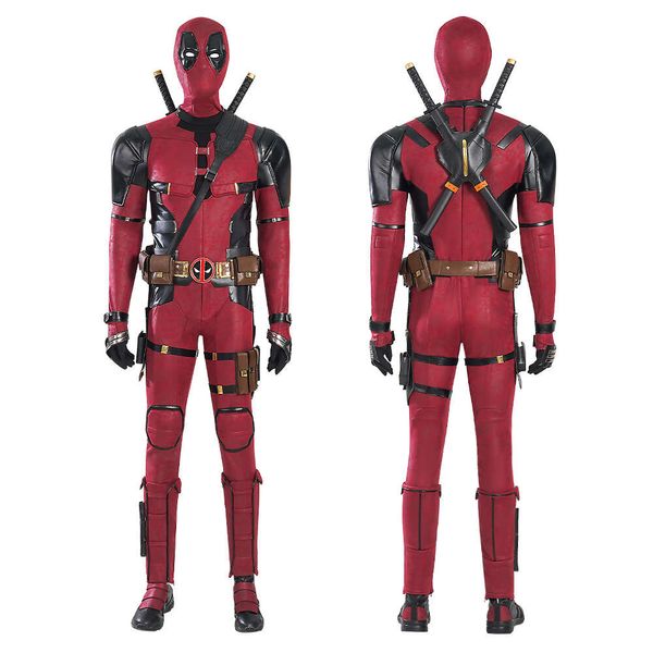 Cosplay Soldato morto DP3 Mr. Pool Wade Costume cosplay Uomini adulti Abiti da battaglia rossi Festa di Halloween Vestito da supereroe Set completo con stivali