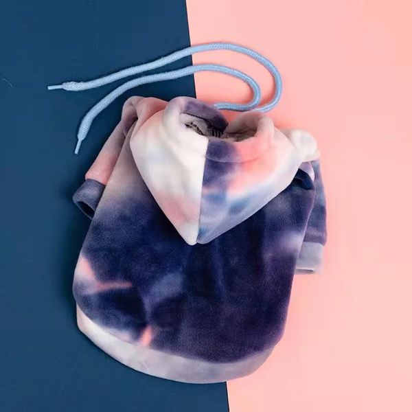 Vestuário para cães Roupas para animais de estimação Tie Dye Hoodies Pequenos médios gatos cães outono inverno velo moda casaco chihuahua yorkshire pomeranian suéter 231017