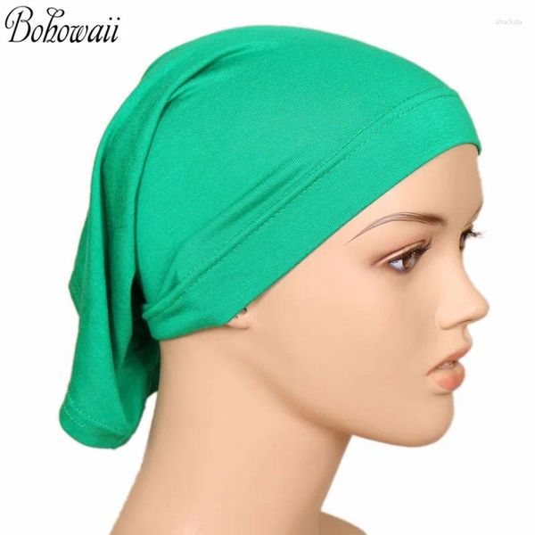 Ethnische Kleidung BOHOWAII Muslim Islamische Motorhaube Hijab Caps 20 Farben Hohe Qualität Hidjab Frauen Unter Schal Casual Turbante