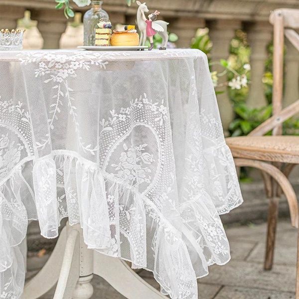 Pano de mesa bordado flor renda decoração para casa capa de café panos brancos para eventos de natal nappe transparente e065