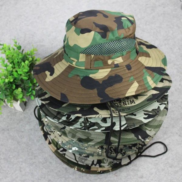 Berets camuflagem chapéu tático masculino esportes ao ar livre balde de sol pesca caminhadas caça