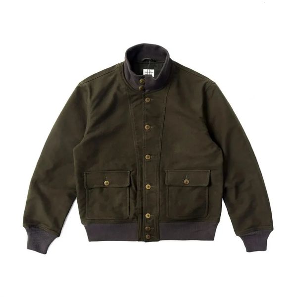 Giacche da uomo MA-1 Giacca da uomo corta in puro cotone monopetto comandante cappotto stile militare abiti vintage maschili 231017