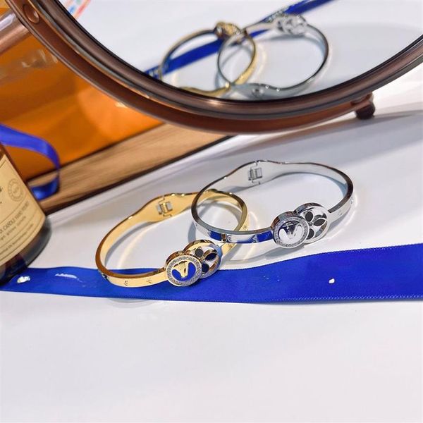 Neue Stil Armbänder Frauen Armreif Luxus Designer Schmuck Kristall 18K Gold Überzogene 925 Silber Überzogene Edelstahl Hochzeit Liebhaber 3392