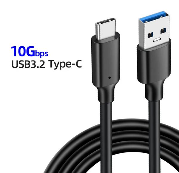 Cavo USB 3.2 tipo C da 10 Gbps Cavo USB A a Type-C 3.2 Gen2 Trasferimento dati QC 3.0 Cavo disco rigido SSD USB C a ricarica rapida 3A PD 60 W