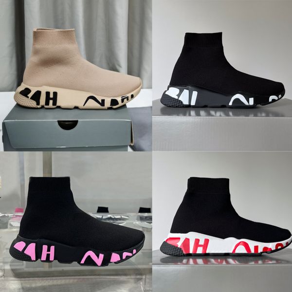 scarpe firmate Uomo Calzini lavorati a maglia Scarpe da ginnastica Scarpe da donna con plateau Calzini Stivali Scarpe da ginnastica con suola Graffiti Fashion Barker Designers Outdoor Walking Trainer NO17A