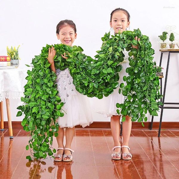 Dekorative Blumen Künstliche Lvy Green Leaf Kranz Pflanze Rebe Traube Kletterer Familie Garten Hochzeit DIY Handwerk Blume