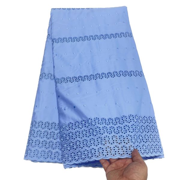 Stickerei Schweizer Voile Polierte Spitze Baumwolltuch Stoff 5 Yards Afrikanische Frauen Abendkleider Hochzeit Nigerian Modern Style Design Neueste Hohe Qualität 2023 KY-5188