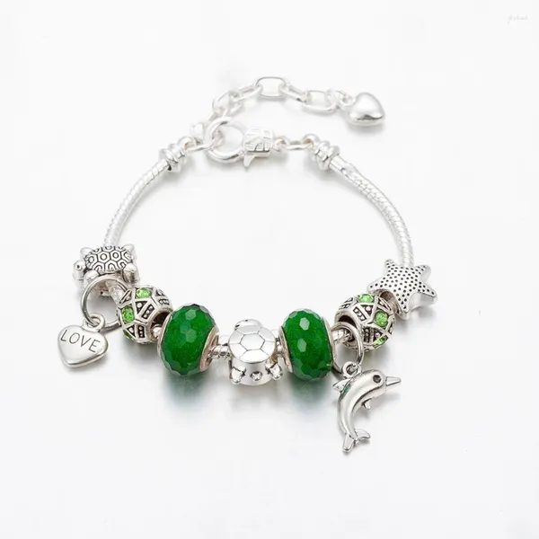 Strand ANNAPAER Design di lusso misura liberamente regolabile dolce verde perlina cuore delfino animale ciondolo braccialetto gioielli per Feminina