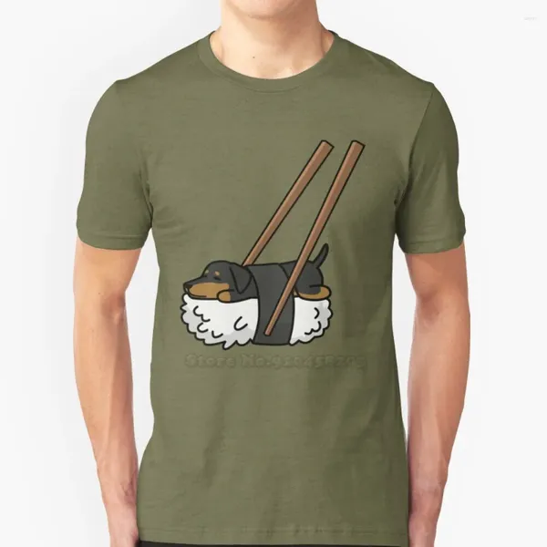 Camisetas masculinas engraçado sushi dachshund camisa verão moda casual algodão em torno do pescoço presentes para cães