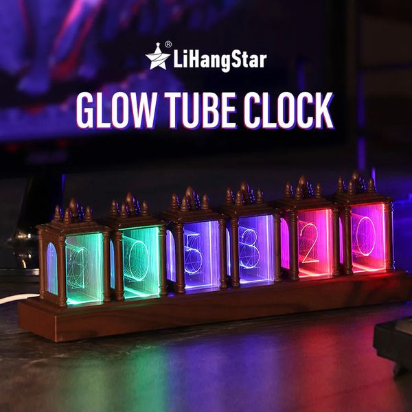 Neuheiten: LED-Leuchtröhre, Vintage-Stil, elektronische Uhr, Ambient-Nachtlicht, DIY-Desktop-Dekoration, Tischlampe für Spielzimmer, Geschenke, Ornamente 231017