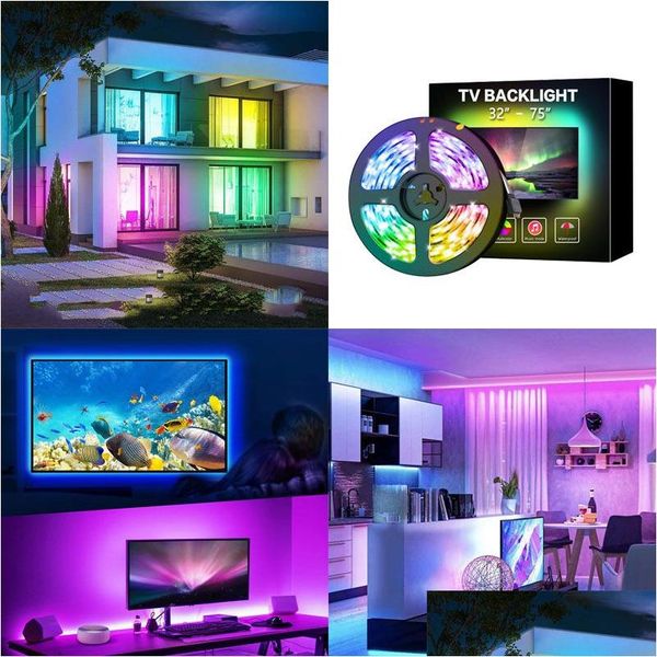 Diğer Ev Dekoru 2m USB LED Şerit Işığı 5050 SMD RGB Işıklar Esnek Lamba Bandı TV Masaüstü Diyot Adaptör Damla Dağıtım Bahçesi Dhiza