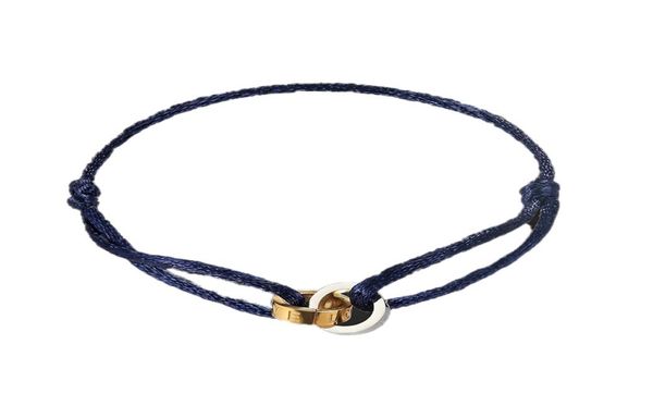 Bracciale in acciaio inossidabile 2 cordoni rotondi in cotone retrattili adorabili gioielli di moda popolari regalo unisex7505900