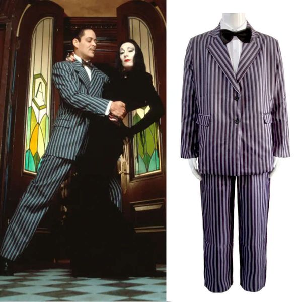 Çarşamba Gomez Addams Cosplay Costume Cadılar Bayramı Karnaval Partisi Kostümleri Kıyafet Erkekler Gömlek Pantolon Pantolon Kravat Takım Parti Emormcosplay