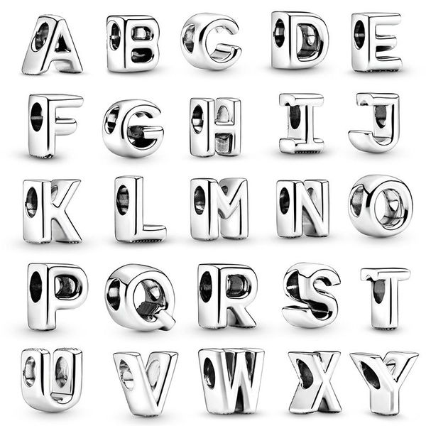 Buchstaben-Alphabet A-Z, versilberte Charms-Perle, passend für Original-Armbandanhänger, Perlen zur Schmuckherstellung