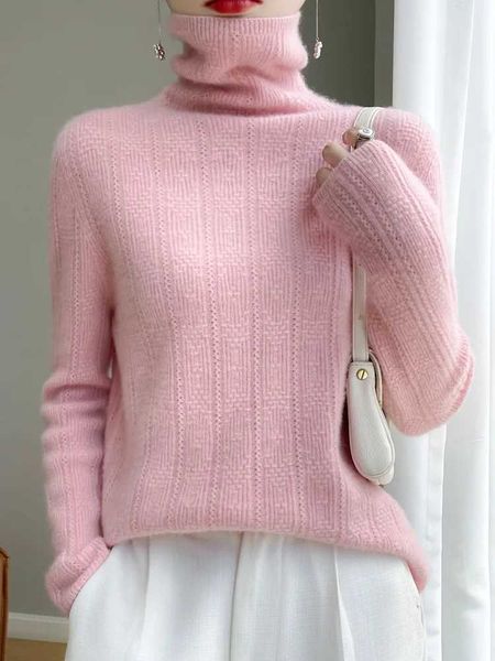 Suéteres femininos outono inverno mulheres gola alta pulôver suéter merino lã roupas cashmere malhas moda feminina top