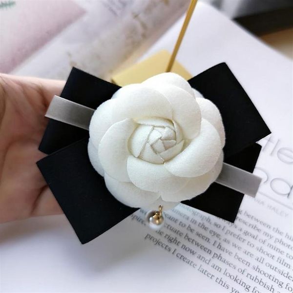Pins Broschen Koreanische Version der High-end-Perle Bogen Band Kamelie Blume Brosche Mode frauen Schmuck Gifts2608