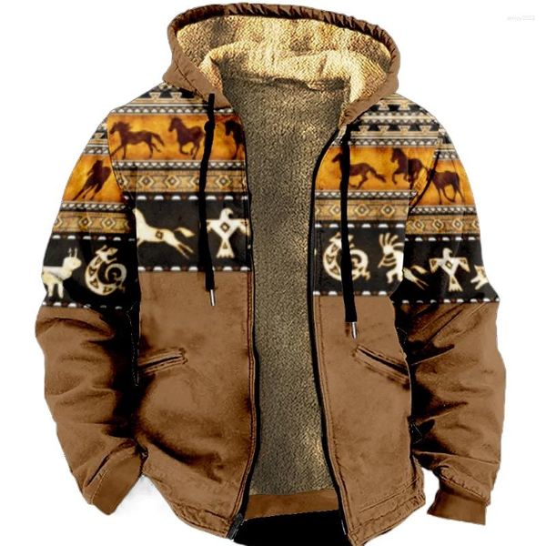 Hoodies masculinos com zíper manga longa padrão inverno hoodie para homens/mulheres roupas grossas jaqueta outerwear
