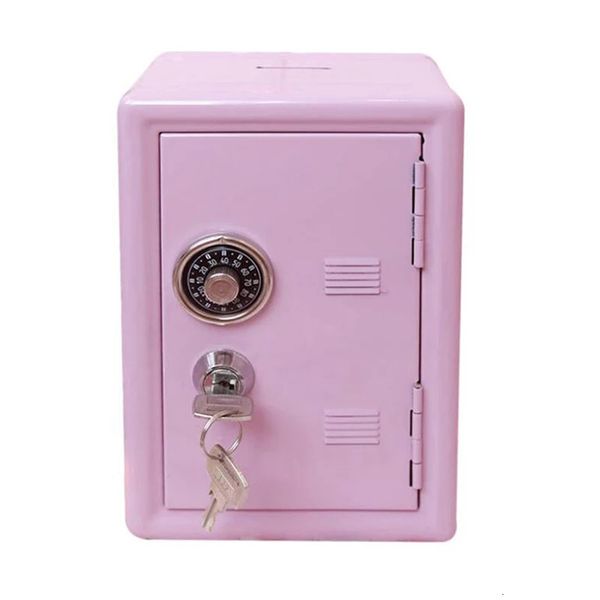 Diğer Elektronik Güvenli Kutu Organizatör Demir Pembe Masa Dekoratif Piggy Bank Metal Mini Dolap Para Depolama Kawaii 231018