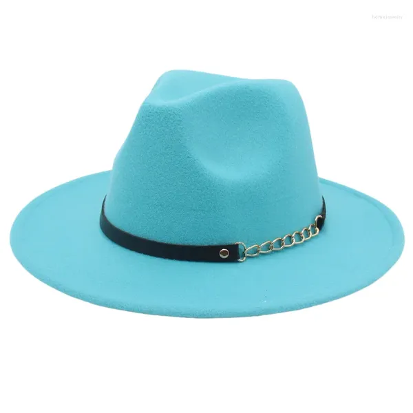 Berets cavalheiro feltro boné cinto de ferro festa de casamento chapéu jazz fedora chapéus para homens mulheres sombreros de mujer ao ar livre sol